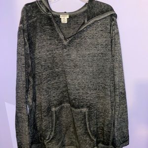 Gray hooded workout shirt plus size